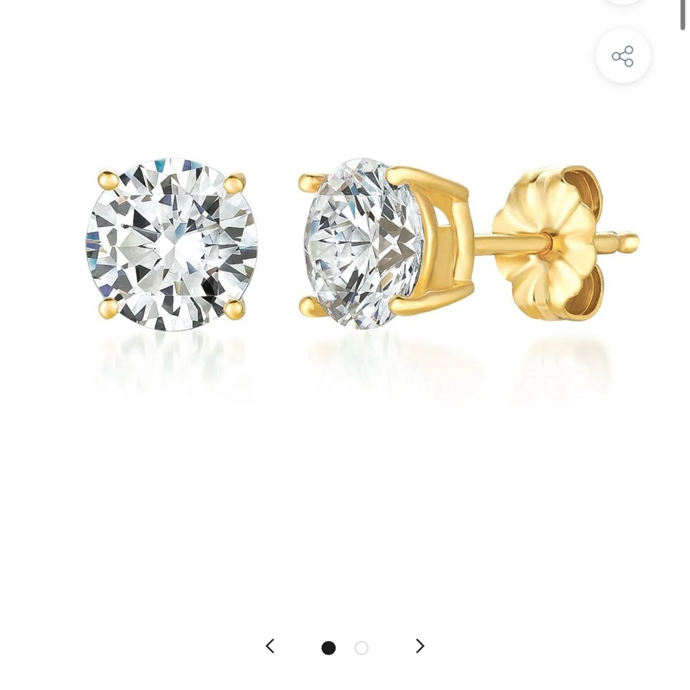 Crislu CZ Stud Earrings in 18kt Yellow Gold. NWT. Giftable.